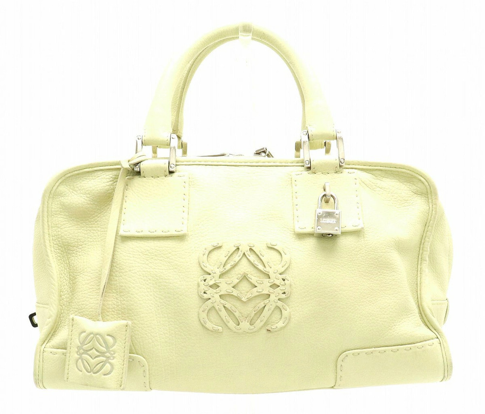 Loewe Amazona Boston Bag Handbag Leather Ivory White